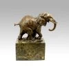Abstract Bronze Elephant On Marble Base, Signed Milo