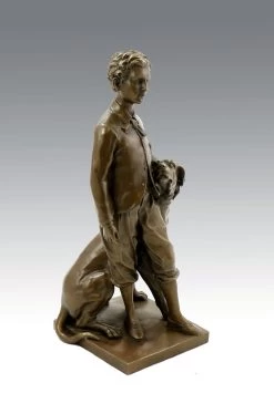 Art Nouveau Bronze - The Prince Impérial With His Dog Néro, Sign