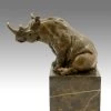 Abstract Animal Sculpture - Sitting Rhino - Signed Milo