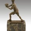 Bronze Cup On Marble Base - Tennis Player - Signed Milo