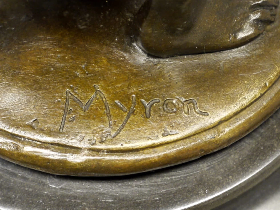 Mythology Bronze Discobolus, Signed Myron 4 Mythology Bronze Discobolus, Signed Myron - Image 4