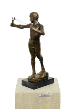 Art Nouveau Bronze - Boy With Catapult - W. R. Dick