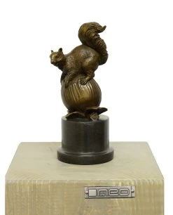 Modern Art Animal Bronze - Squirrel With Nut - Signed Milo