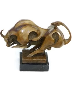 Animal Bronze - Big Bull On Marble Base - Modern Art Milo Signed
