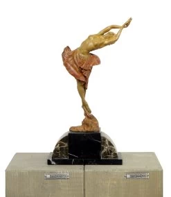 Coloured Art Deco Bronze Sculpture - Signed - F. Preiss