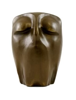 Modern Art Sculpture - Resting Owl - Bronze, Signed Milo