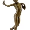 Small Male Nude Bronze - Boy With Catapult - Signed Milo
