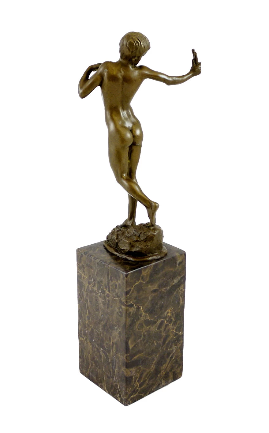 Small Male Nude Bronze - Boy With Catapult - Signed Milo 3 Small Male Nude Bronze - Boy With Catapult - Signed Milo - Image 3
