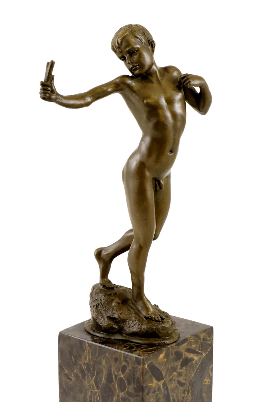Small Male Nude Bronze - Boy With Catapult - Signed Milo 4 Small Male Nude Bronze - Boy With Catapult - Signed Milo - Image 4