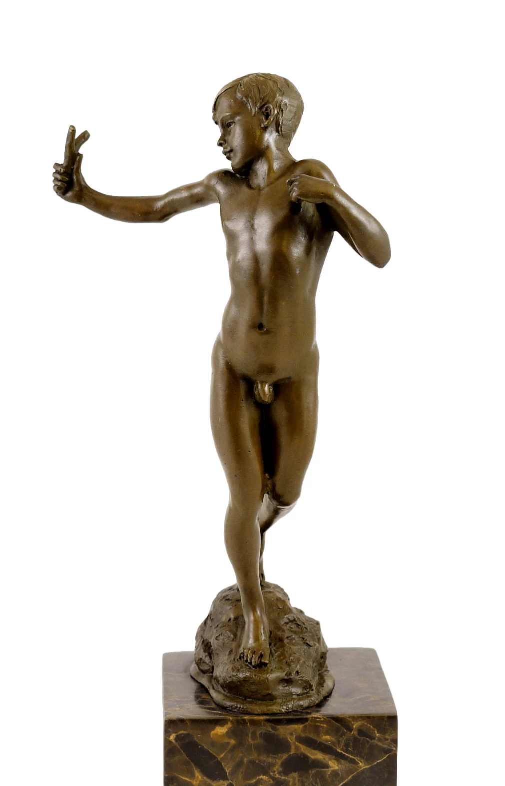 Small Male Nude Bronze - Boy With Catapult - Signed Milo 5 Small Male Nude Bronze - Boy With Catapult - Signed Milo - Image 5