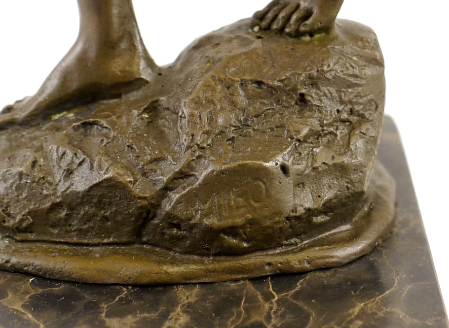 Small Male Nude Bronze - Boy With Catapult - Signed Milo 7 Small Male Nude Bronze - Boy With Catapult - Signed Milo - Image 7