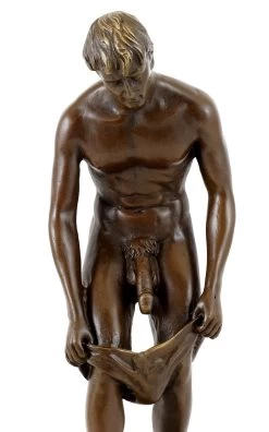Erotic Bronze Figure - Nude Of A Lustful Young Man - Sign.
