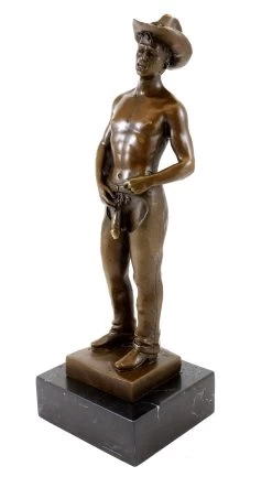 Nude Man Bronze - Cowboy With Erected Penis - Sign. M. Nick