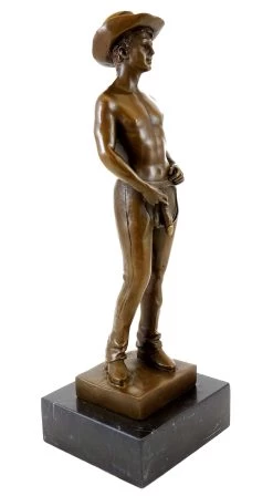 Nude Man Bronze - Cowboy With Erected Penis - Sign. M. Nick -Salvador Dali Shop 536 359300b4798614