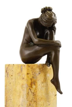 Bronze - Woman Deep In Thought On A Marble Base, Sign. Milo -Salvador Dali Shop 543 7