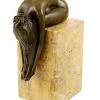 Bronze Statue - A Bent-over Woman On A Marble Base, Sign. Milo
