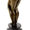 Bronze - A Bent-over Woman On A Marble Pedestal, Sign. Milo