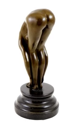 Bronze - A Bent-over Woman On A Marble Pedestal, Sign. Milo
