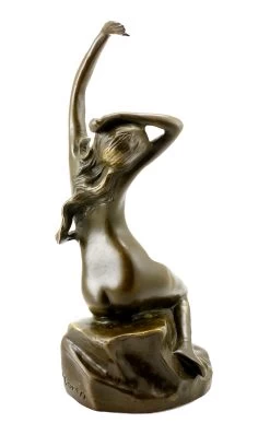 Art Nouveau Nude Bronze - Nude Woman On The Rock- Sig. Moren -Salvador Dali Shop 557 3