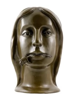 Bronze Head - Girl With Rose - Signed By Otto Gutfreund