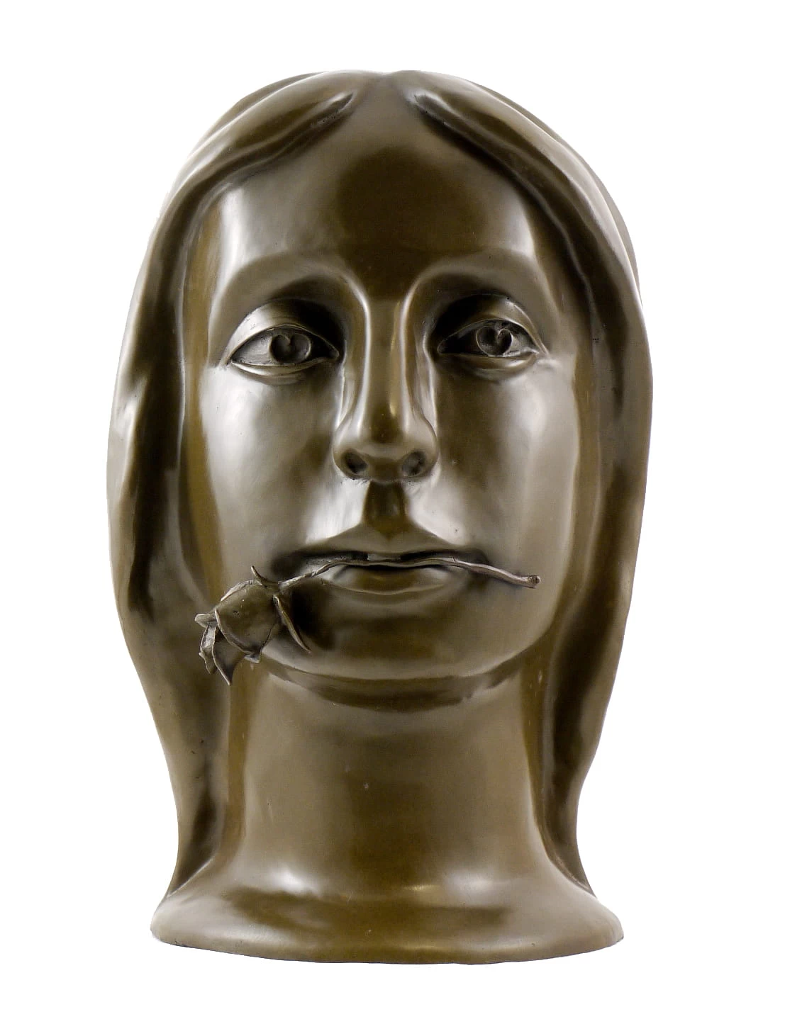 Bronze Head - Girl With Rose - Signed By Otto Gutfreund 1 Bronze Head - Girl With Rose - Signed By Otto Gutfreund