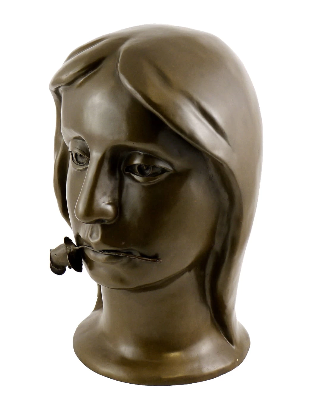 Bronze Head - Girl With Rose - Signed By Otto Gutfreund 2 Bronze Head - Girl With Rose - Signed By Otto Gutfreund - Image 2