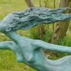 Big Futuristic Bronze Sculpture - Walking Female Nude - Signed Milo