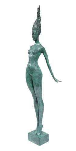Slender Woman Nude Of Bronze - Floating Girl - Signed By Milo