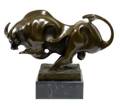 Huge Animal Figure For The Garden - Cubistic Bronze Bull