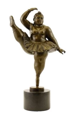 Bronze Figurine - Ballerina With Leg Up - Sign. Fernando Botero