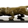 Animal Bronze Figure - XXL Panther On A Marble Base - Sign. Milo