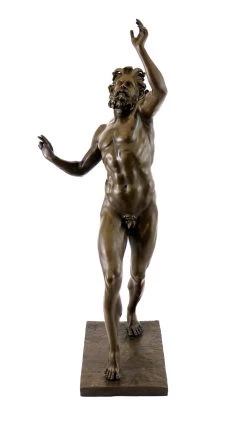 Neapolitan Bronze Sculpture - Dancing Faun (Pompeii) - Sign.