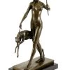 Bronze Sculpture - Diana And Hound - Sign. Edward McCartan