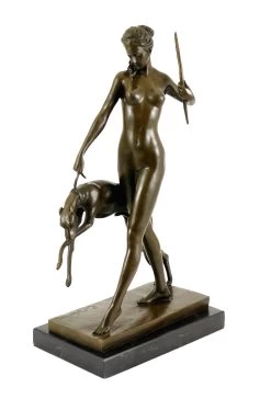Bronze Sculpture - Diana And Hound - Sign. Edward McCartan