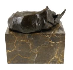 Animal Bronze Figure - Resting Rhino On Marble - Signed By Milo -Salvador Dali Shop 584 359300b720388f