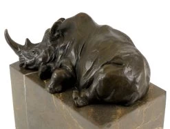Animal Bronze Figure - Resting Rhino On Marble - Signed By Milo -Salvador Dali Shop 584 459300b721c8d4