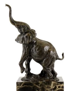 Bronze Statue On Marble - Jumping Elephant - Signed By Milo