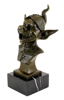 Bronze Head Of Garden Gnomes - Signed By Juno - Marble Base -Salvador Dali Shop 587 459300b73f1d45