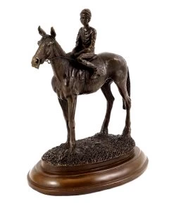 Bronze Figure - Jockey / Bronze Horse - Sign. Milo