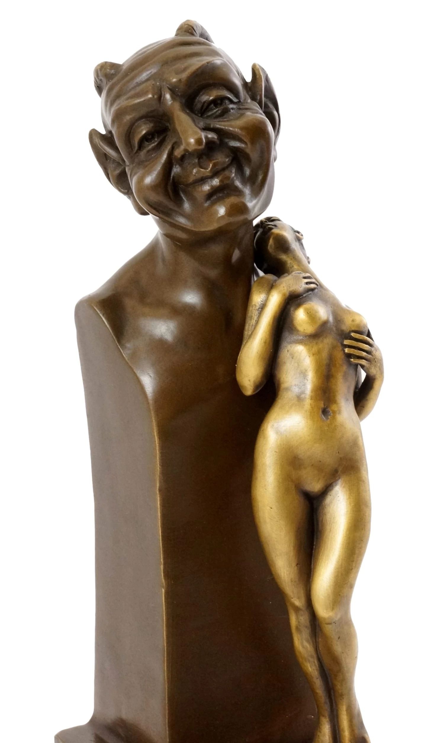 Devil Bust With Virgin - Vienna Bronze - Bergmann Stamp 1 Devil Bust With Virgin - Vienna Bronze - Bergmann Stamp