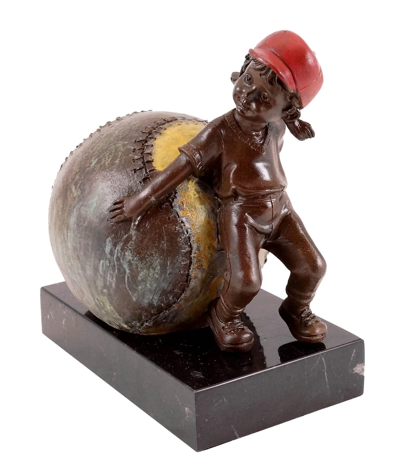 Bronze Figure - Girl With Baseball - Sign. Martin Klein 1 Bronze Figure - Girl With Baseball - Sign. Martin Klein