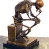 Modern Art Bronze On Marble -Skeleton (The Thinker) After Rodin