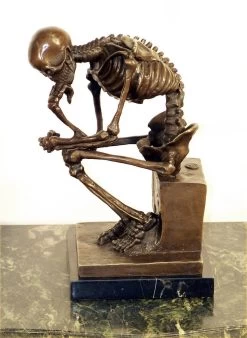 Modern Art Bronze On Marble -Skeleton (The Thinker) After Rodin -Salvador Dali Shop 65 559300a33a38c9