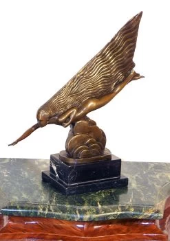 Art Deco Bronze (The Comet) On Marble Signed Guiraud Riviére