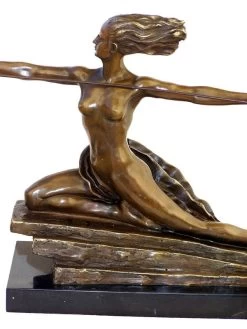 Art Deco Bronze Amazon On Marble Base Signed M. Bouraine