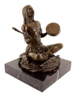 Carl Kauba - Indian With Drum - Bronze Figure - Signed