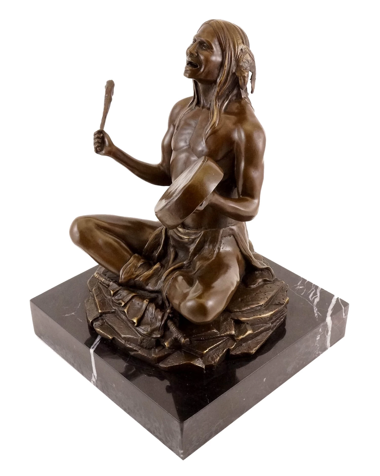 Carl Kauba - Indian With Drum - Bronze Figure - Signed 2 Carl Kauba - Indian With Drum - Bronze Figure - Signed - Image 2