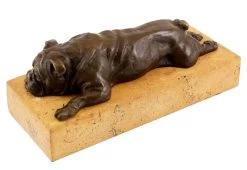 British Bulldog On A Yellow Natural Stone Base - Bronze Figure -Salvador Dali Shop 707 359300bd0cb58c