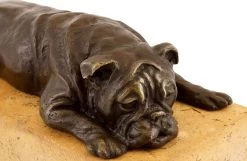 British Bulldog On A Yellow Natural Stone Base - Bronze Figure -Salvador Dali Shop 707 6