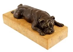 British Bulldog On A Yellow Natural Stone Base - Bronze Figure -Salvador Dali Shop 707 7
